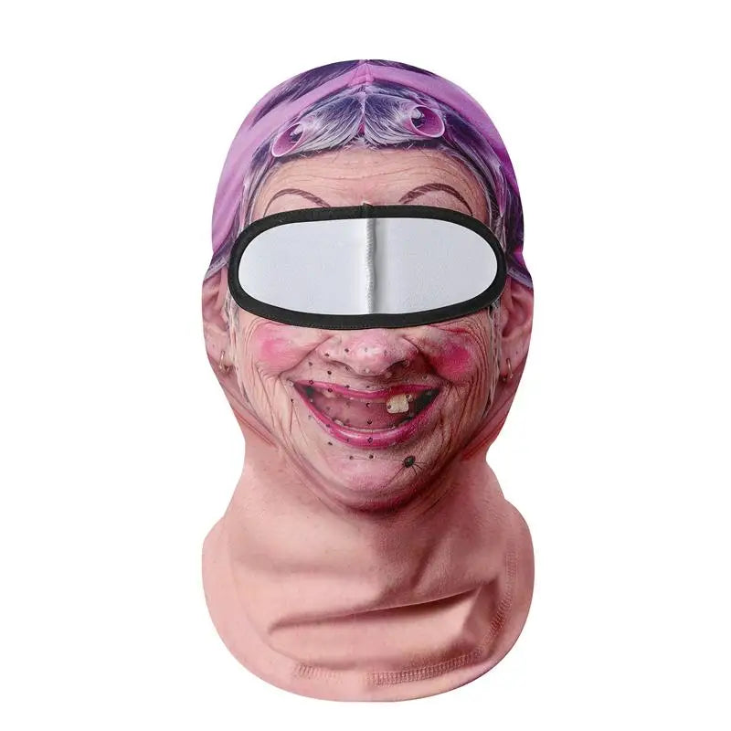 Funny Old Man Ski Mask Realistic Face Balaclava Summer Winter 3D Printed Full Face Mask for Skiing Snowboarding Outdoor Sports