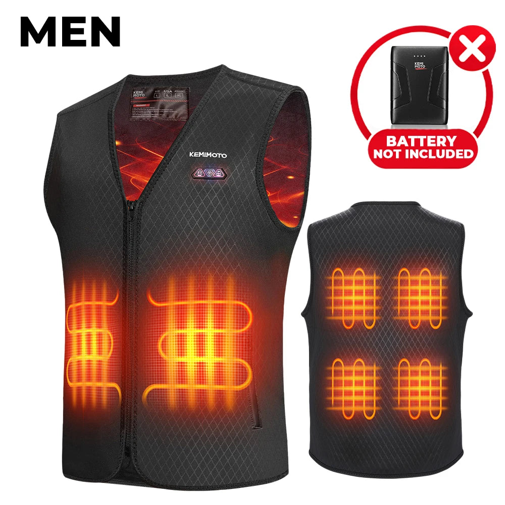 KEMIMOTO CE Heated Vest Men Women for Winter Motorcycle Riding Jacket USB Electric Heating Lightweight Inner for Outdoor Gear