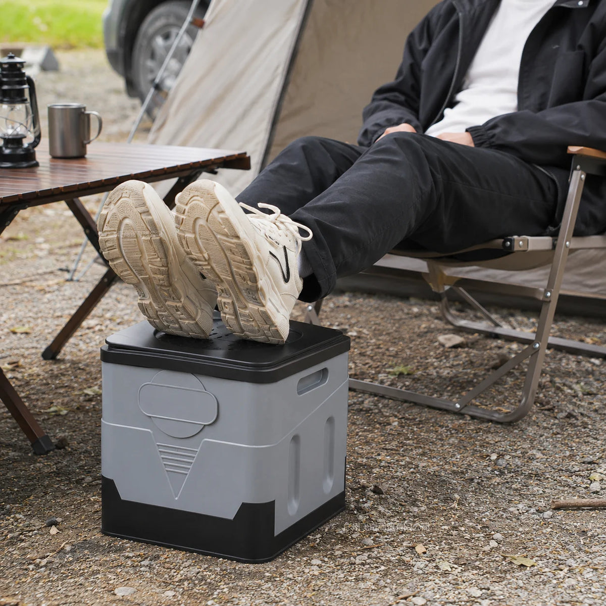 ZM Portable Folding Car Toilet PP Travel Potty with Lid Compact Emergency Toilet Car Trash Bin Foldable Camping Toilet Footstool Storage Box for Road Trips RV Camping Fishing Outdoor Travel Adults Easy Clean Practical Multifu
