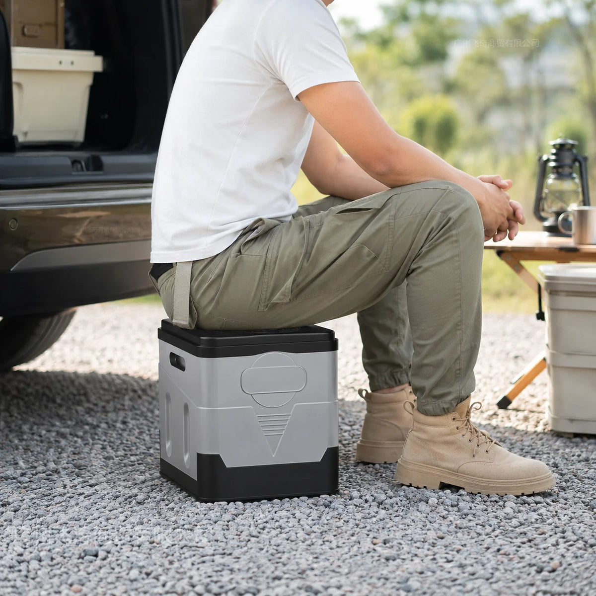 ZM Portable Folding Car Toilet PP Travel Potty with Lid Compact Emergency Toilet Car Trash Bin Foldable Camping Toilet Footstool Storage Box for Road Trips RV Camping Fishing Outdoor Travel Adults Easy Clean Practical Multifu
