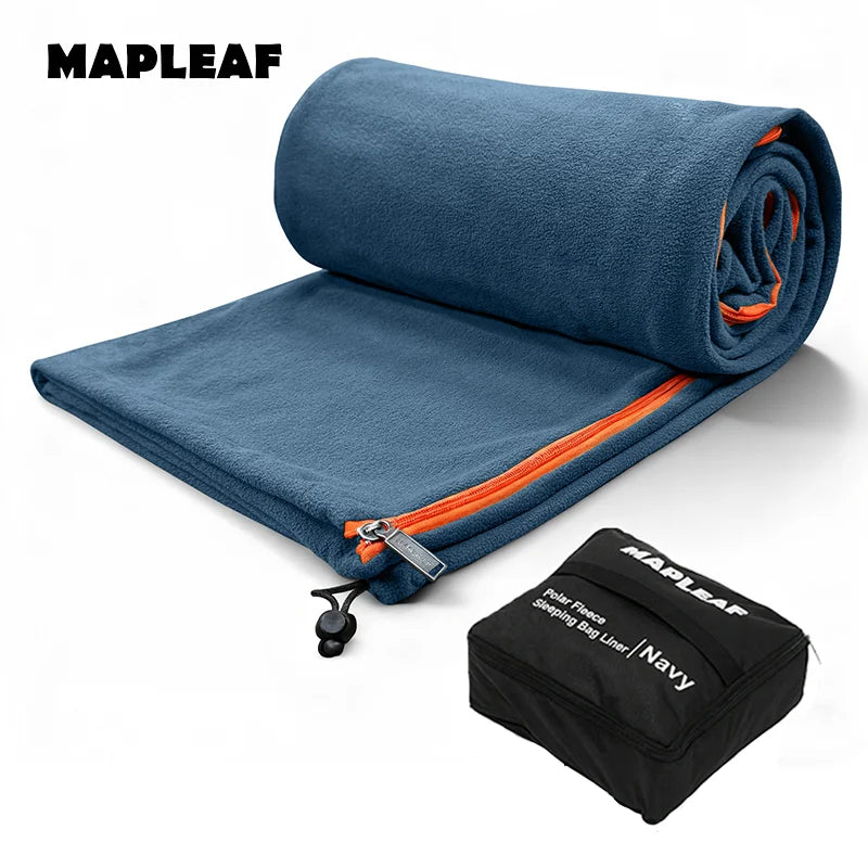 MAPLEAF Fleece Sleeping Bag Liner Warm Winter Camping Travel Sleep Sack Full Zipper Machine Washable Portable Lightweight Adult