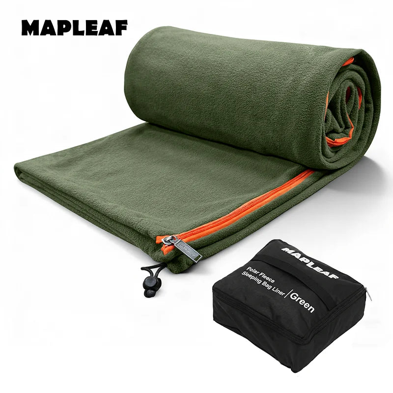 MAPLEAF Fleece Sleeping Bag Liner Warm Winter Camping Travel Sleep Sack Full Zipper Machine Washable Portable Lightweight Adult
