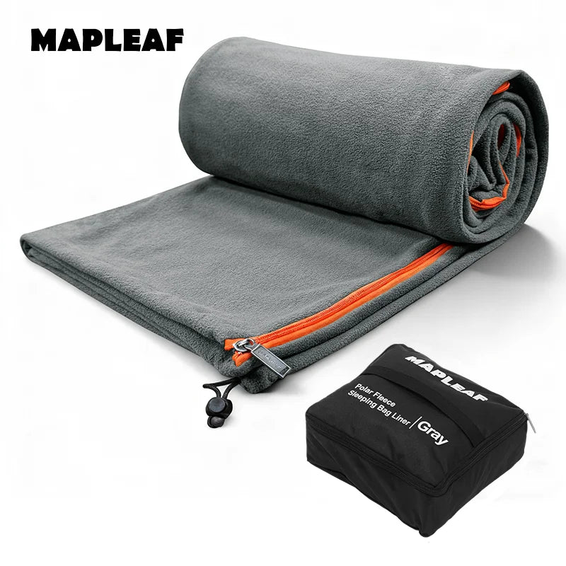 MAPLEAF Fleece Sleeping Bag Liner Warm Winter Camping Travel Sleep Sack Full Zipper Machine Washable Portable Lightweight Adult