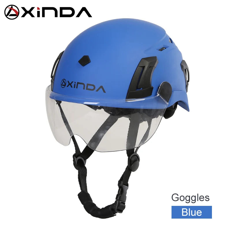 XINDA ABS Rock Climbing Helmet Goggles for Caving Canyoning Safety Helmet Downhill Helmet Speleology Mountain Rescue Equipment