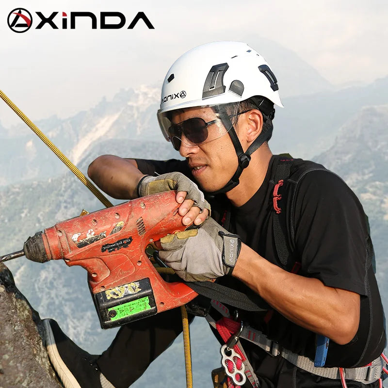XINDA ABS Rock Climbing Helmet Goggles for Caving Canyoning Safety Helmet Downhill Helmet Speleology Mountain Rescue Equipment