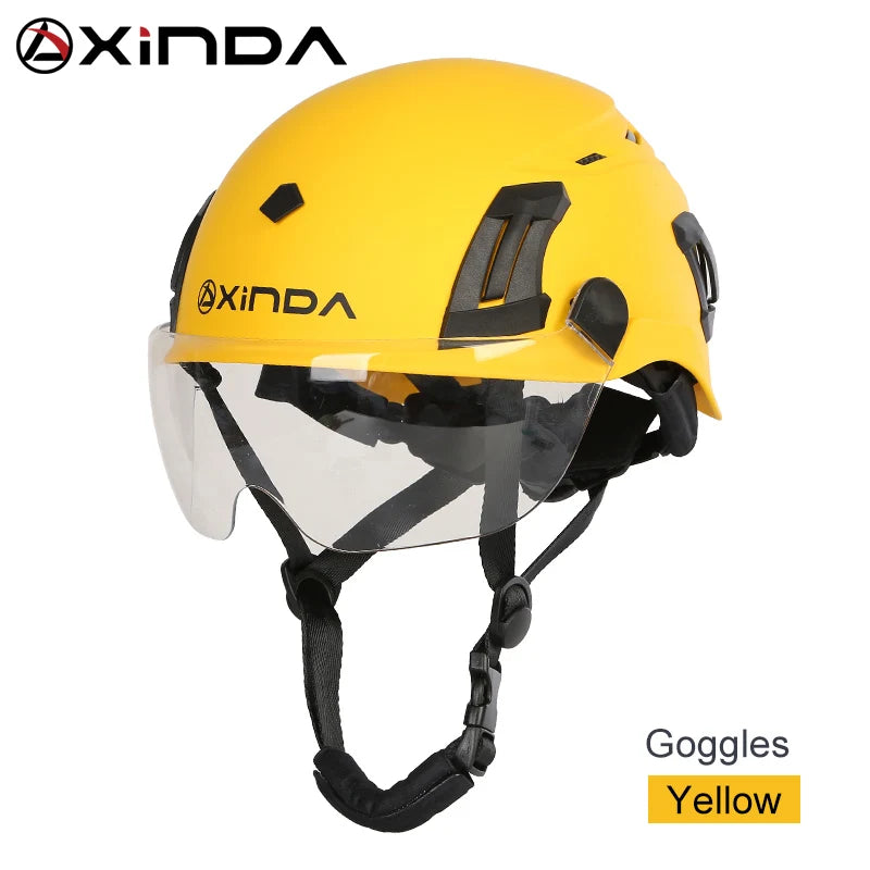 XINDA ABS Rock Climbing Helmet Goggles for Caving Canyoning Safety Helmet Downhill Helmet Speleology Mountain Rescue Equipment