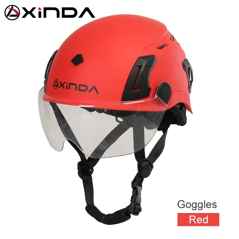 XINDA ABS Rock Climbing Helmet Goggles for Caving Canyoning Safety Helmet Downhill Helmet Speleology Mountain Rescue Equipment