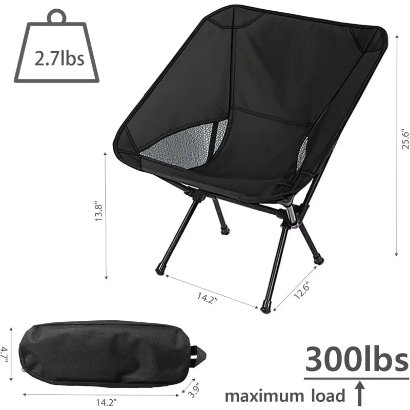 Outdoor Foldable Camping Seat, Light‑Weight Stable Chair with Storage Carry Bag for Beach Fishing & Picnic Activities