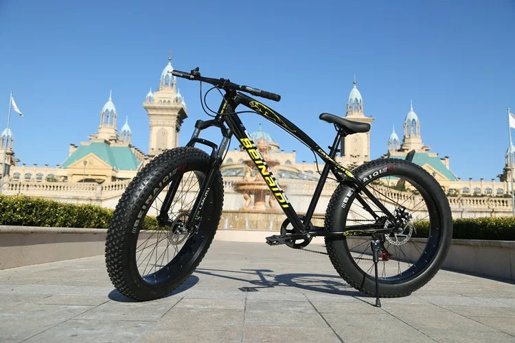 4.0 Extra Wide Fat Tire Snow Bike Variable Speed Shock Absorption Mountain Fat Bike For Sand Beach Snow Off-road Cycling Sports