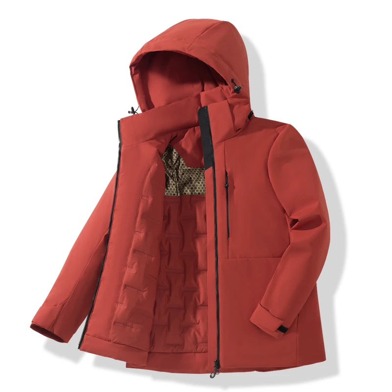 LNGXO Unisex Waterproof Fleece Jackets Winter Windproof Thermal Windbreaker Men Women Hiking Camping Skiing Climbing Raincoat