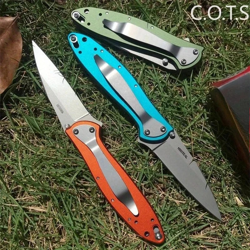 KS 1660 Ken Onion Leek Assisted Flipper Knife Bead Blast Plain Blade Stainless Steel Handles