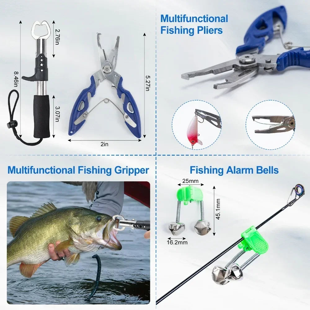 Goture Sea Fishing Rod Full Combo 1.8-2.7m Telescopic Fishing Pole Spinning Reel Baits Lines Set Tackle with Travel Fishing Bag