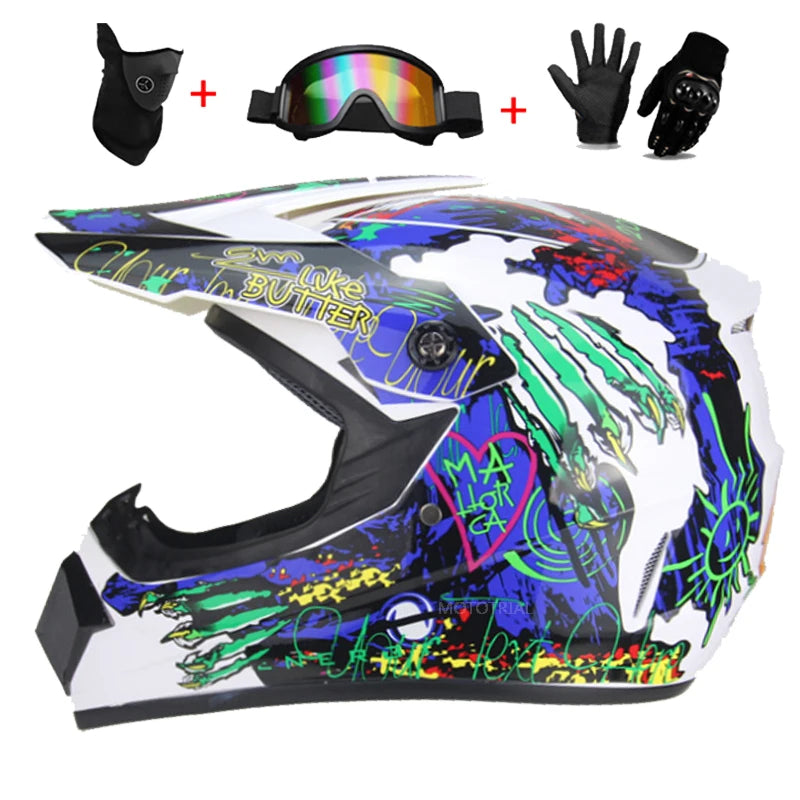 Motocross Youth Kids Child full Helmet Children Helmets motorcycle Casco Moto Off-road Goggles Gloves Protective Cycling Casque