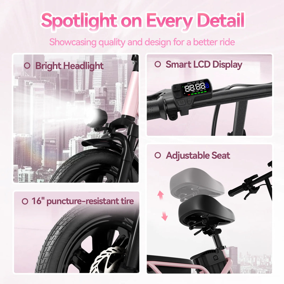Folding Electric Bike, Electric Bicycle with 48V 14AH Removable Battery,  Electric Bike for Adults Teens,16'' Ebike