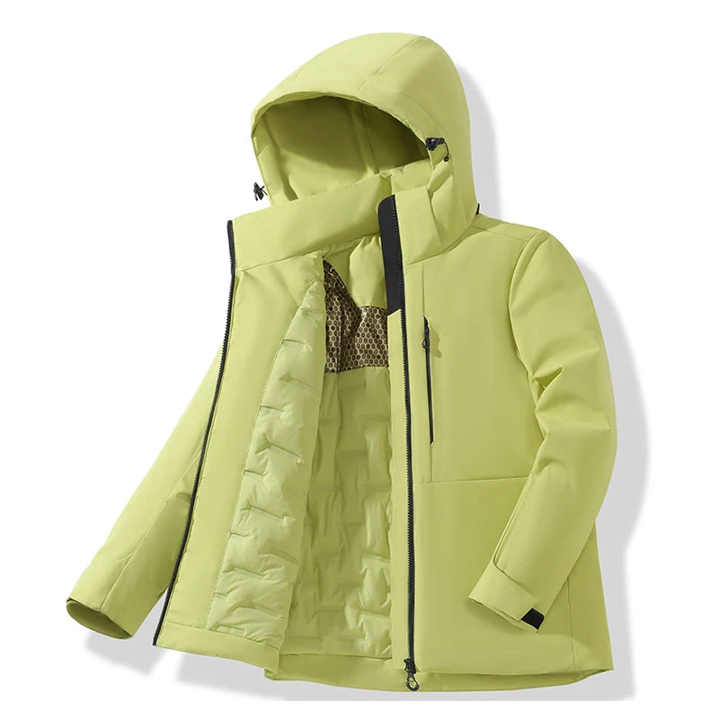 LNGXO Unisex Waterproof Fleece Jackets Winter Windproof Thermal Windbreaker Men Women Hiking Camping Skiing Climbing Raincoat
