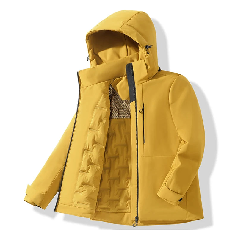 LNGXO Unisex Waterproof Fleece Jackets Winter Windproof Thermal Windbreaker Men Women Hiking Camping Skiing Climbing Raincoat