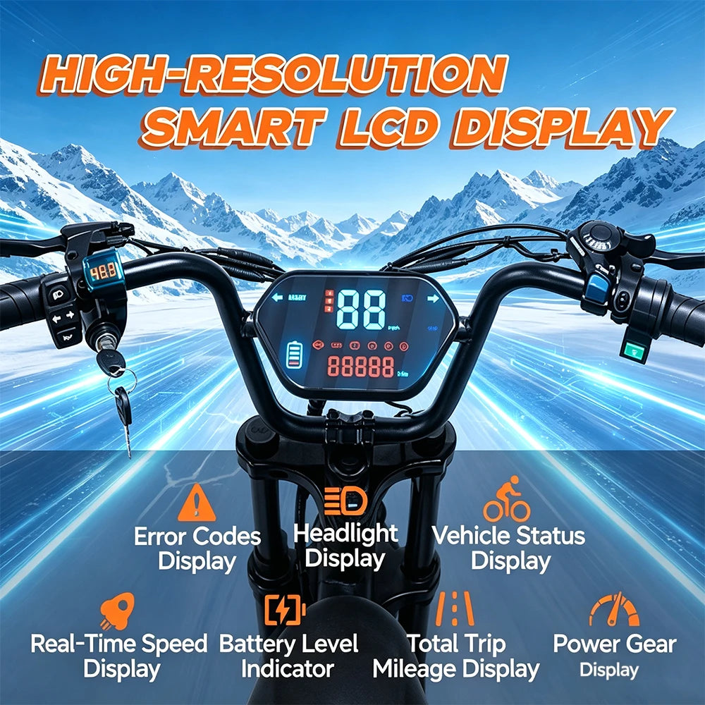 QNUT Retro Fat Tire Electric Bike For Adults 1500W Peak Motor 48V 18Ah Battery Max 28MPH 20 Inch Off Road Mountain Ebike US Warehouse Fast Shipping