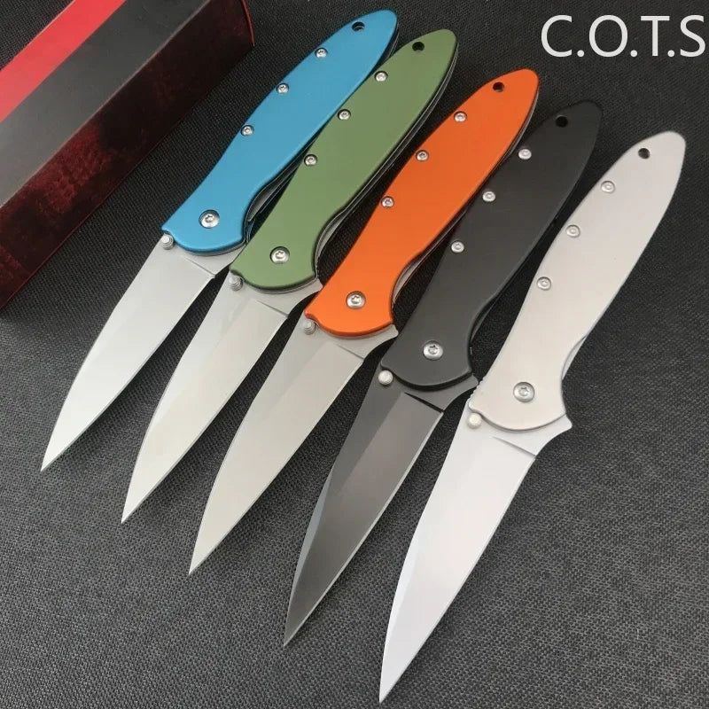 KS 1660 Ken Onion Leek Assisted Flipper Knife Bead Blast Plain Blade Stainless Steel Handles