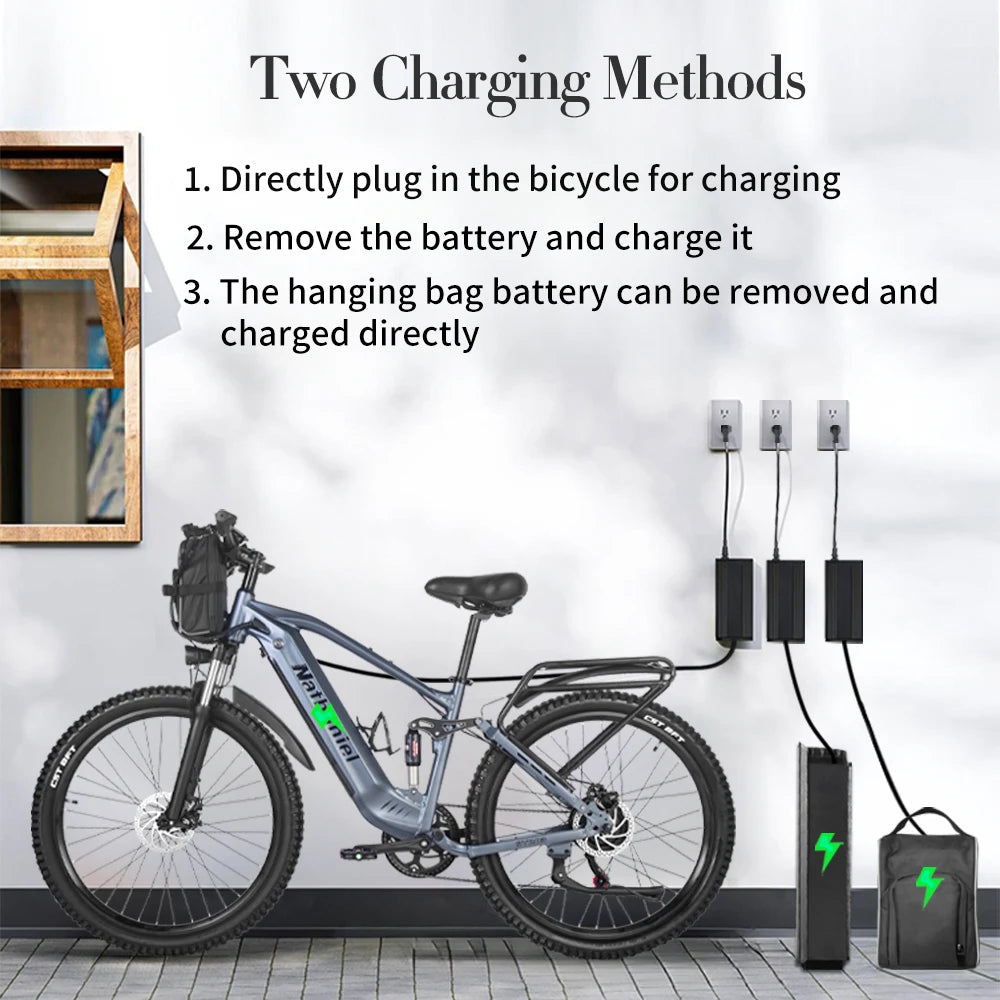Nathaniel SYR03 Electric Bike 1000W 48V 20AH, 27.5" Long Range for Mountain & Road Riding, Electric Bike Adults, Mountain Bikes