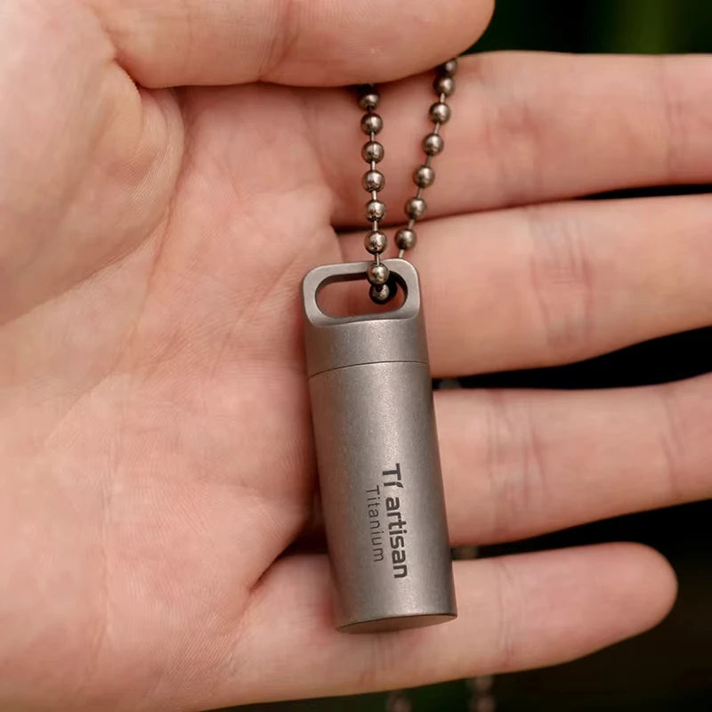 Tiartisan Titanium Mini EDC Tools Portable Sealed Medicine Bottle Home Outdoor Pill Box Waterproof Titanium Pill Container