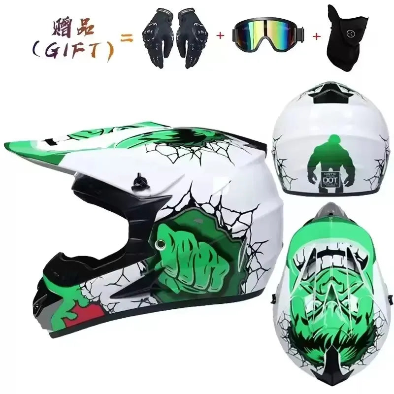 Motocross Youth Kids Child full Helmet Children Helmets motorcycle Casco Moto Off-road Goggles Gloves Protective Cycling Casque