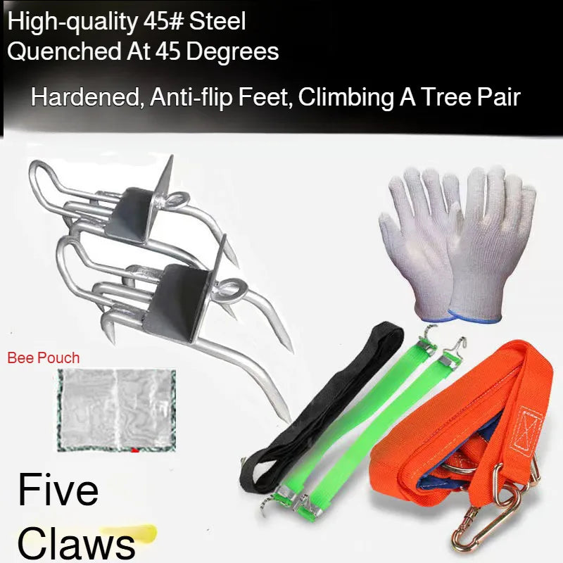 Tree Climbing Spikes Five-Claw Anti-Slip Foot Prick All-Purpose Enhanced Steel Hunting Shoes Picking Observation Fruit Tool