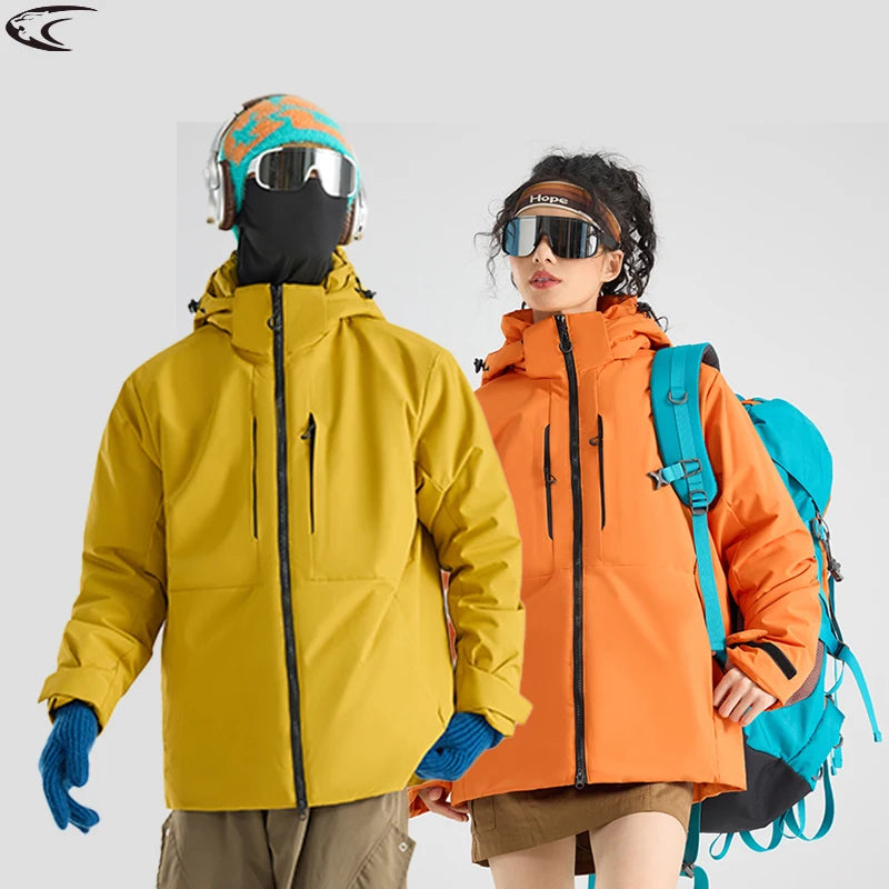 LNGXO Unisex Waterproof Fleece Jackets Winter Windproof Thermal Windbreaker Men Women Hiking Camping Skiing Climbing Raincoat