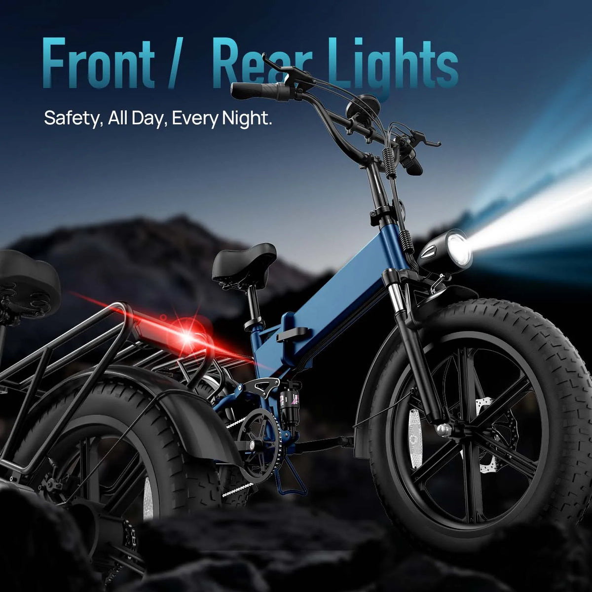 URLIFE T5 Foldable Electric Bike, 20 Inch Fat Tire Adult E‑Bike, 48V Removable Battery, Long Range Up to 80 Miles, Full Suspension All‑Terrain Electric Mountain Bicycle