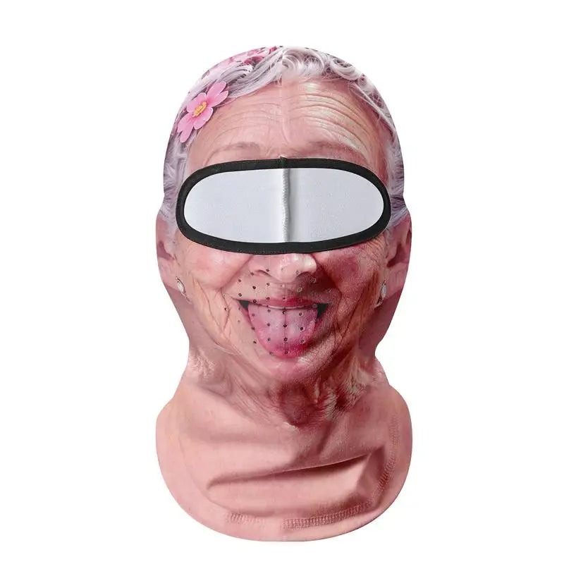 Funny Old Man Ski Mask Realistic Face Balaclava Summer Winter 3D Printed Full Face Mask for Skiing Snowboarding Outdoor Sports
