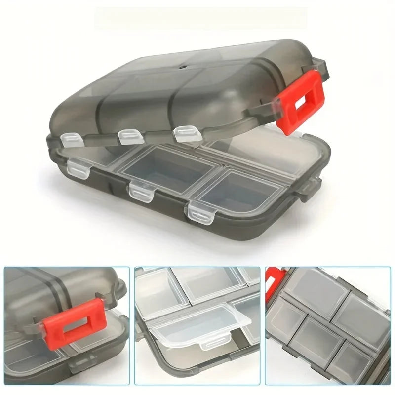 Double-Layer Small Pill Box Portable Pill Box Transparent 10-Cell Sealed Medicine Storage Box Camping Equipment Survival Kit