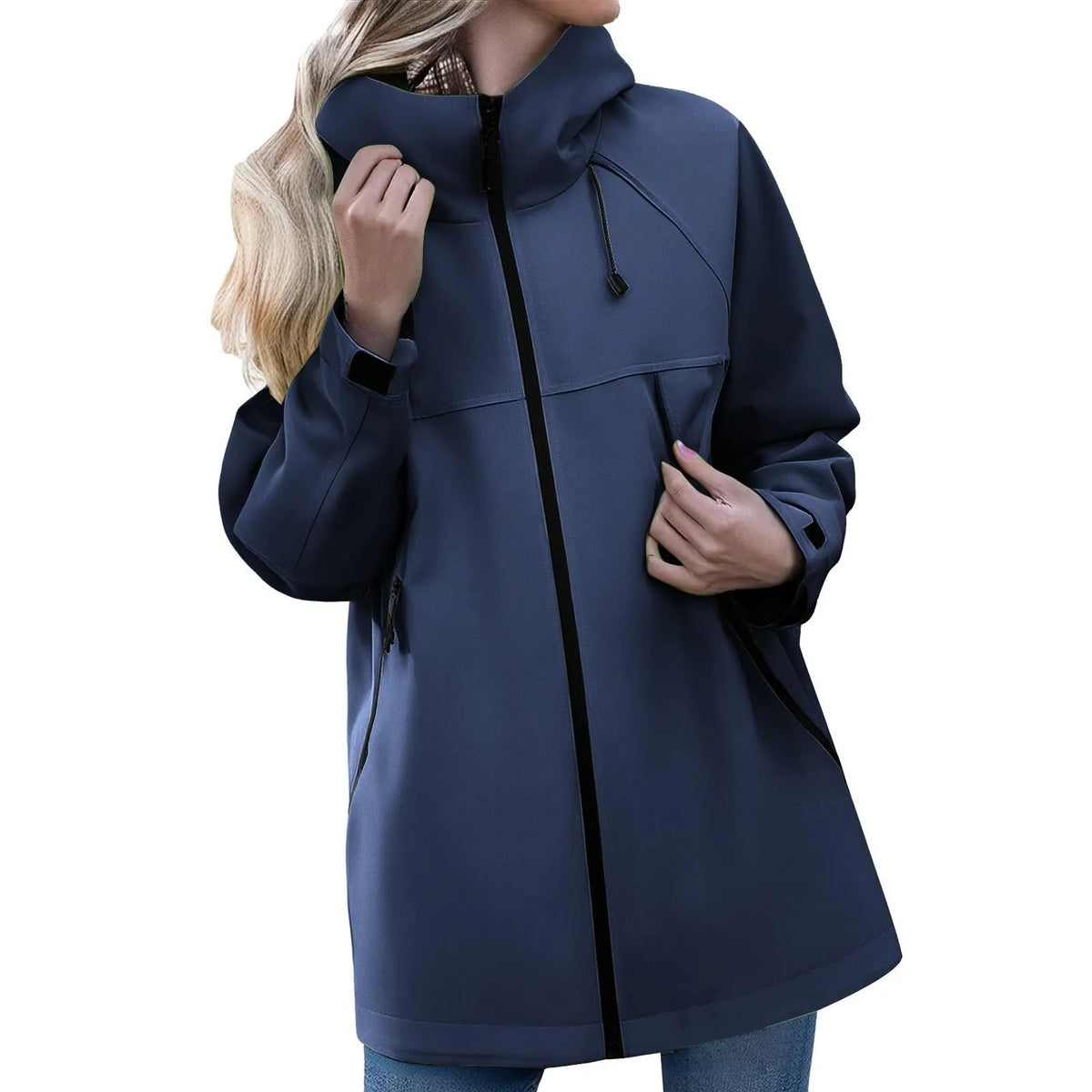 Women's Zipper Jacket Casual Solid Color Long Sleeved Hooded Outdoor Jacket Coat Windproof and Waterproof Mountaineering Jackets