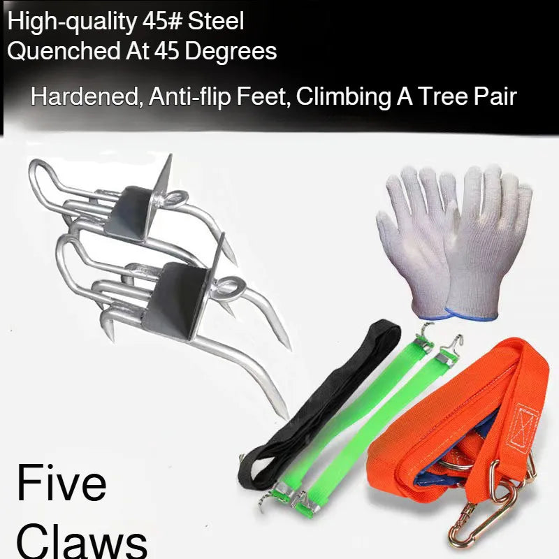 Tree Climbing Spikes Five-Claw Anti-Slip Foot Prick All-Purpose Enhanced Steel Hunting Shoes Picking Observation Fruit Tool