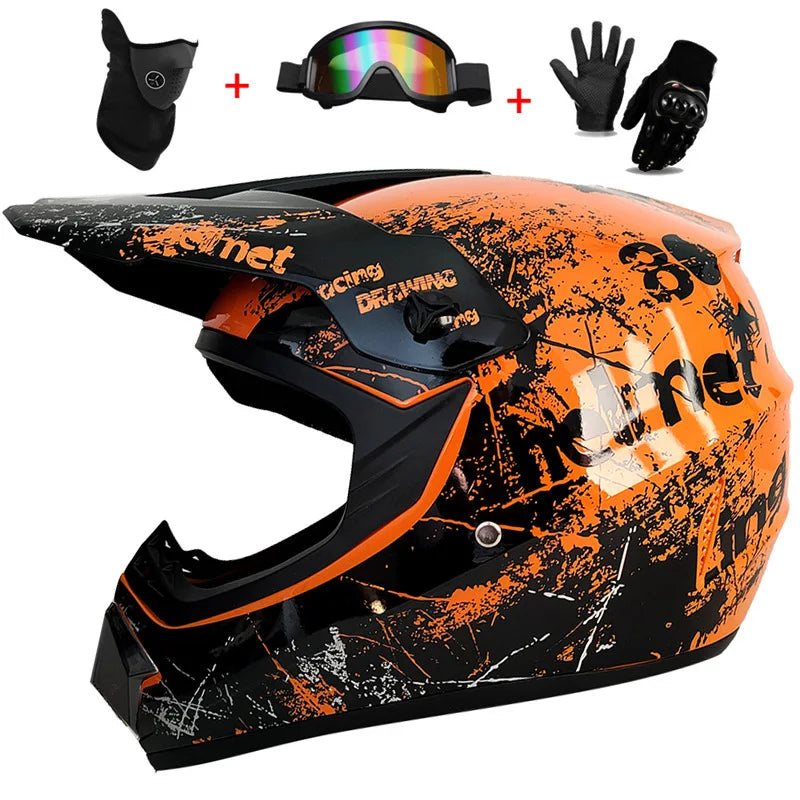 Motocross Youth Kids Child full Helmet Children Helmets motorcycle Casco Moto Off-road Goggles Gloves Protective Cycling Casque