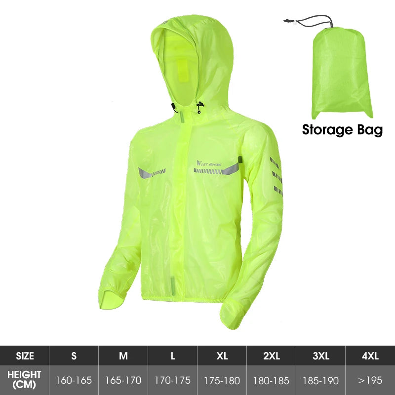 WEST BIKING Waterproof Cycling Raincoat Reflective MTB Road Bike Jacket Electric For Men And Women Bicycle Sport Clothing