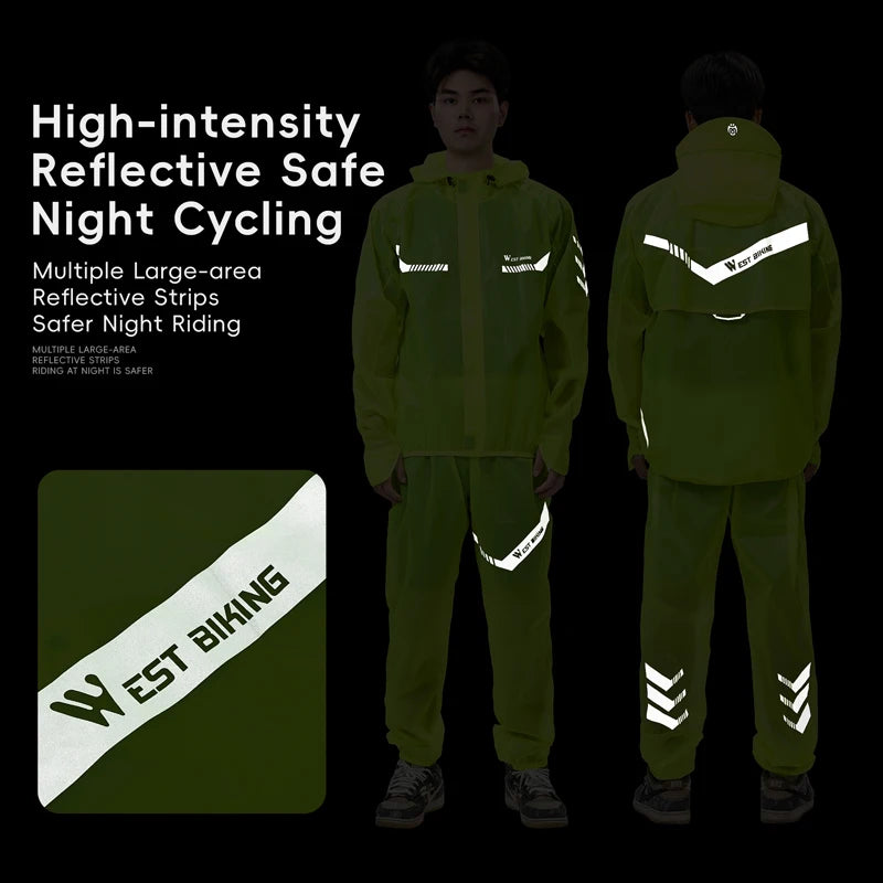 WEST BIKING Waterproof Cycling Raincoat Reflective MTB Road Bike Jacket Electric For Men And Women Bicycle Sport Clothing