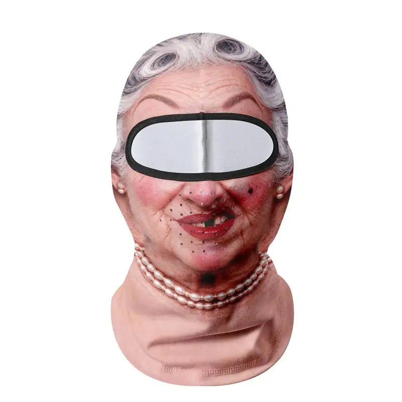 Funny Old Man Ski Mask Realistic Face Balaclava Summer Winter 3D Printed Full Face Mask for Skiing Snowboarding Outdoor Sports