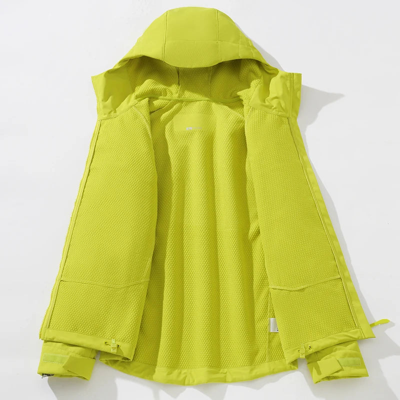 JNLN Men Women Waterproof Soft Shell Jacket Windproof Warm Fleece Rain Coat Unisex Hiking Climbing Trekking Outdoor Windbreaker