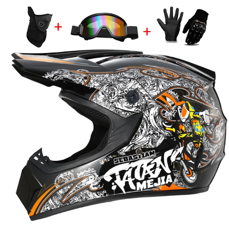 Motocross Youth Kids Child full Helmet Children Helmets motorcycle Casco Moto Off-road Goggles Gloves Protective Cycling Casque