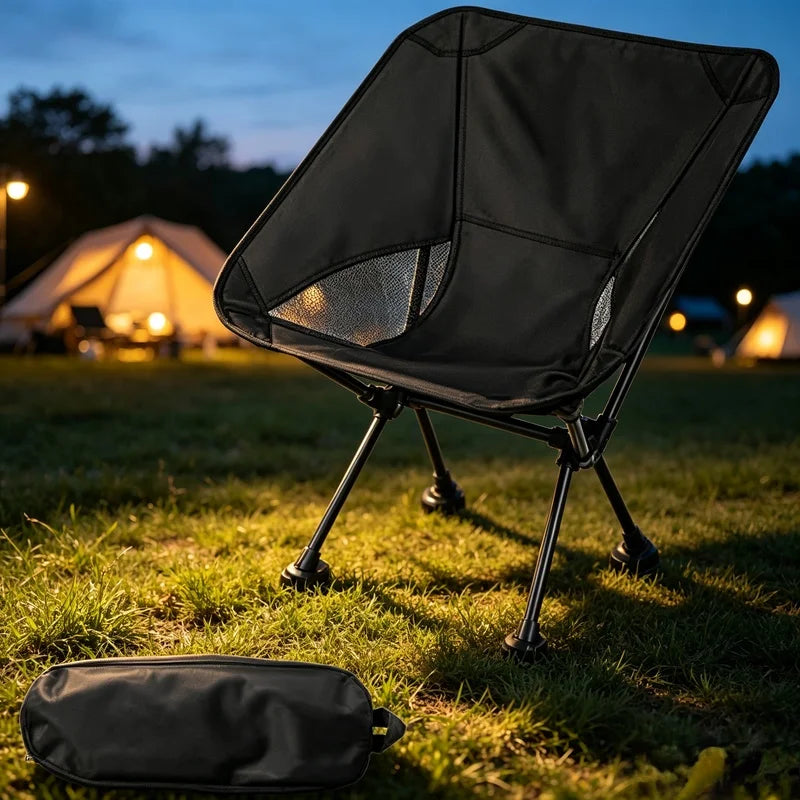 Outdoor Foldable Camping Seat, Light‑Weight Stable Chair with Storage Carry Bag for Beach Fishing & Picnic Activities