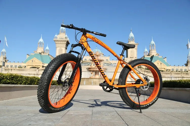 4.0 Extra Wide Fat Tire Snow Bike Variable Speed Shock Absorption Mountain Fat Bike For Sand Beach Snow Off-road Cycling Sports