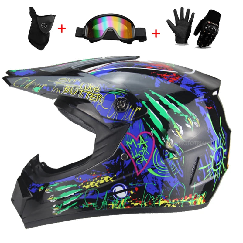 Motocross Youth Kids Child full Helmet Children Helmets motorcycle Casco Moto Off-road Goggles Gloves Protective Cycling Casque