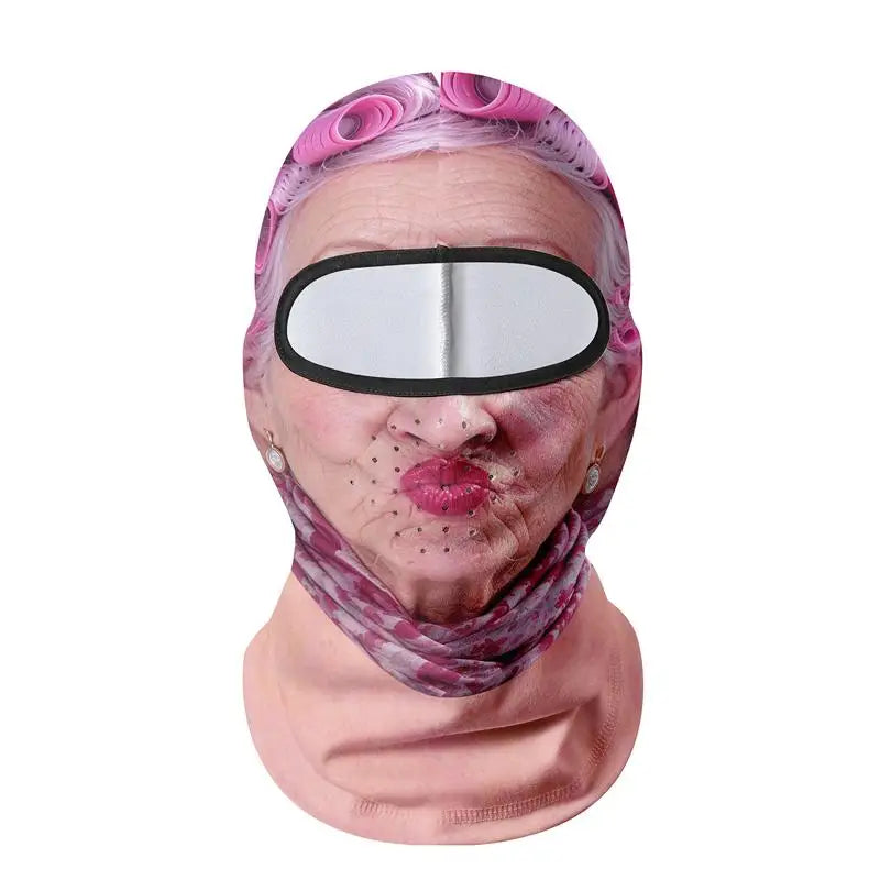 Funny Old Man Ski Mask Realistic Face Balaclava Summer Winter 3D Printed Full Face Mask for Skiing Snowboarding Outdoor Sports