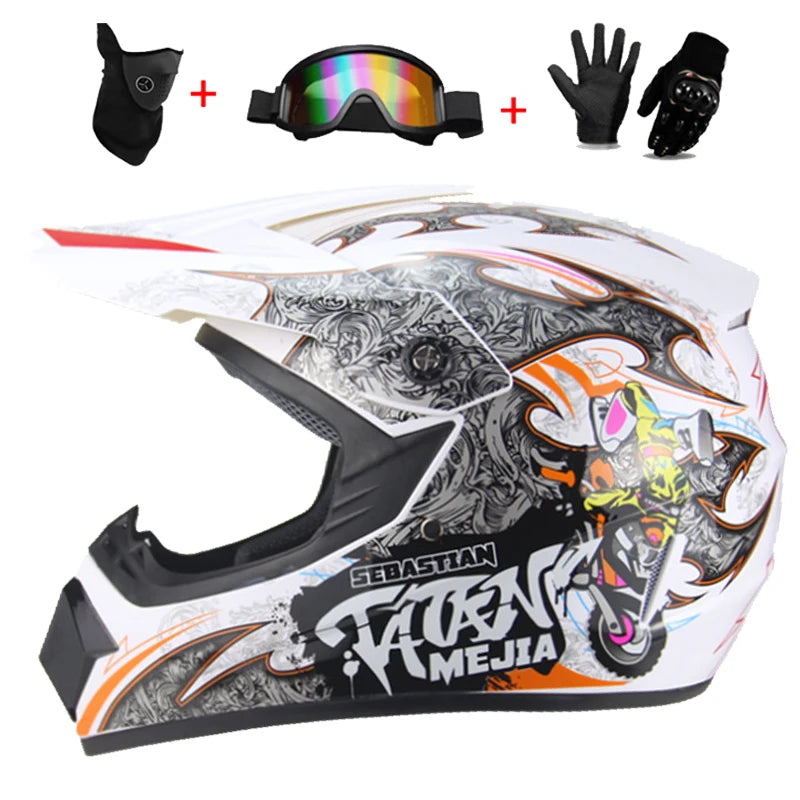 Motocross Youth Kids Child full Helmet Children Helmets motorcycle Casco Moto Off-road Goggles Gloves Protective Cycling Casque