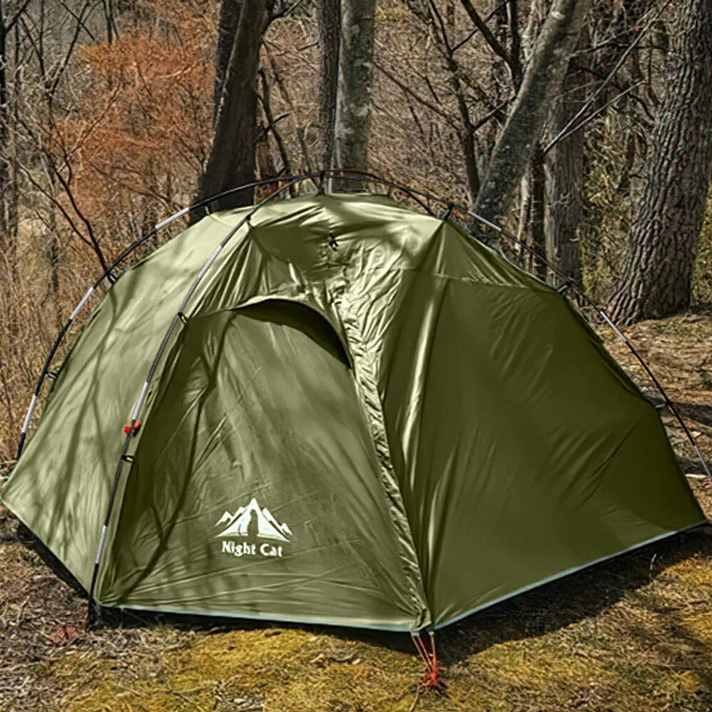 Night Cat 2 Person Backpacking Tent 190T Ultralight Travel Tent Waterproof Hiking Survival Outdoor Camping Tent Double Layers