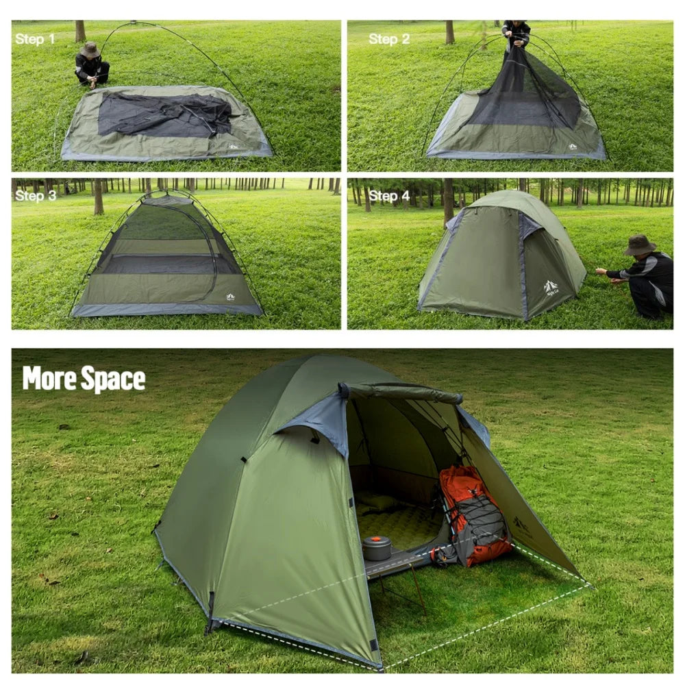 Night Cat Camping Tent 2 3 Persons with Porch Family Backpacking Tent Double Layers Waterproof Easy Clip Setup 7x6x4.3ft Porch Pole Not Inlcuded