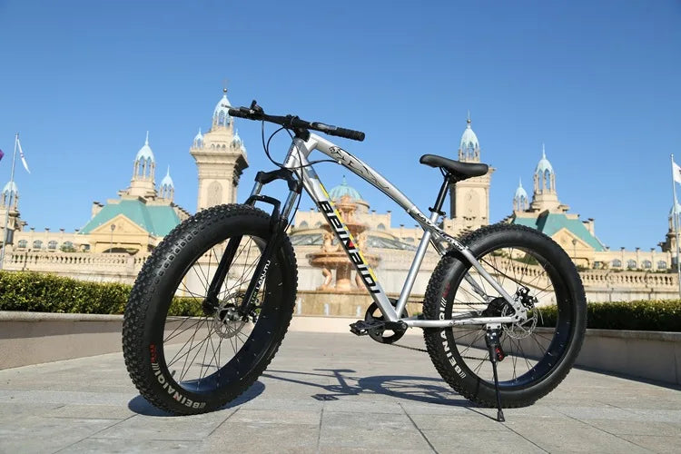 4.0 Extra Wide Fat Tire Snow Bike Variable Speed Shock Absorption Mountain Fat Bike For Sand Beach Snow Off-road Cycling Sports