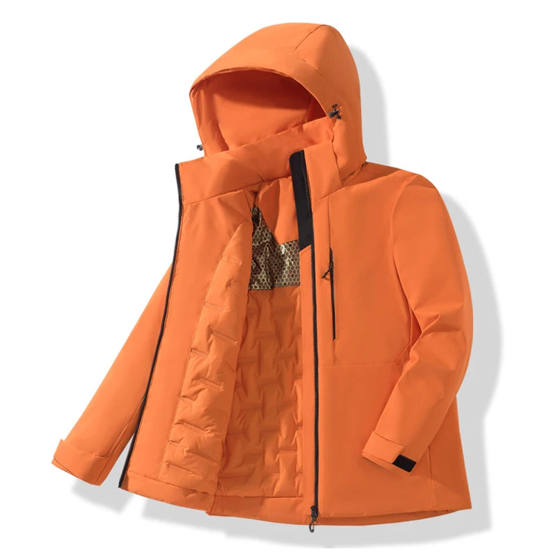 LNGXO Unisex Waterproof Fleece Jackets Winter Windproof Thermal Windbreaker Men Women Hiking Camping Skiing Climbing Raincoat
