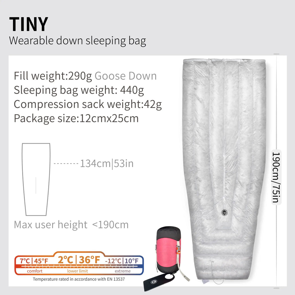 AEGISMAX Wind Hard Tiny 2 Degree 800FP Wearable Goose Down Sleeping Bag Ultralight Camping Hiking Sleeping Bag Quilt