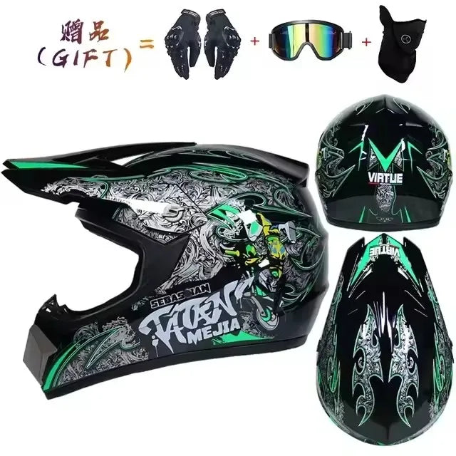 Motocross Youth Kids Child full Helmet Children Helmets motorcycle Casco Moto Off-road Goggles Gloves Protective Cycling Casque