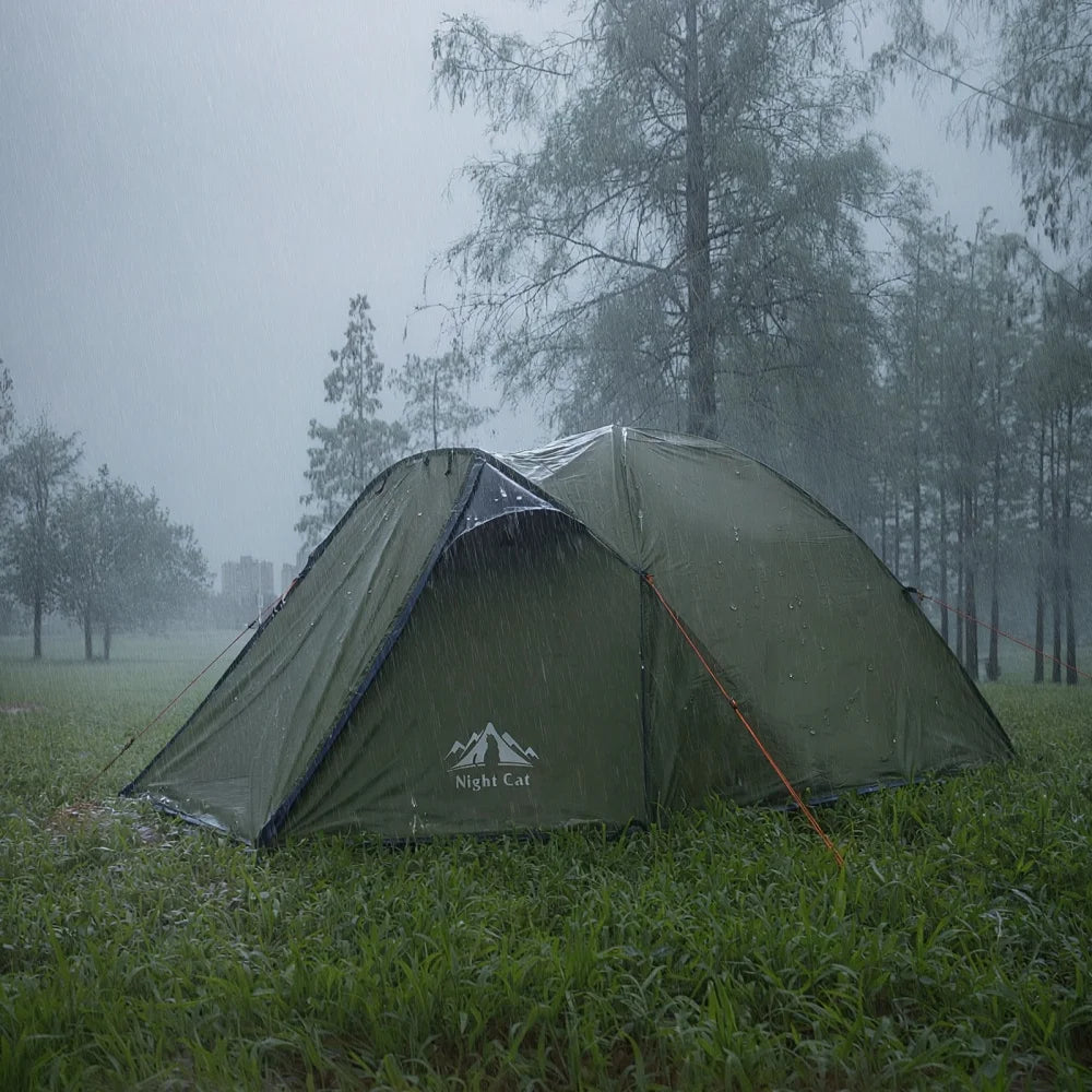 Night Cat Camping Tent 2 3 Persons with Porch Family Backpacking Tent Double Layers Waterproof Easy Clip Setup 7x6x4.3ft Porch Pole Not Inlcuded